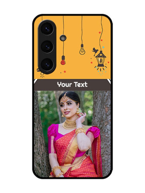 Custom Galaxy S25 5G Custom Glass Phone CaseWith Family Picture And Icons