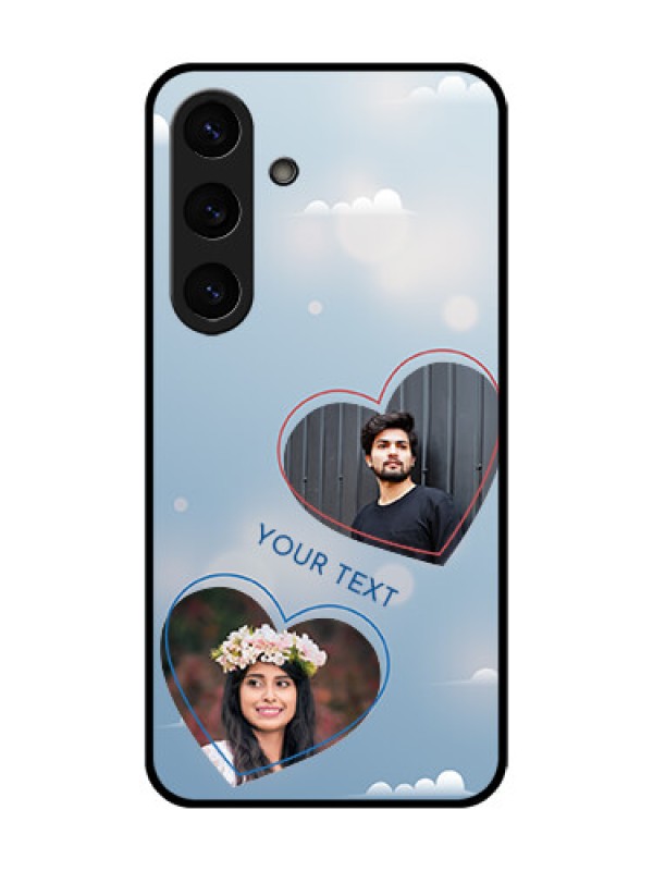 Custom Galaxy S25 5G Custom Glass Phone CaseBlue Color Couple Design
