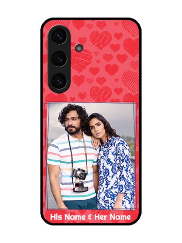 Custom Galaxy S25 5G Custom Glass Phone CaseWith Red Heart Symbols Design