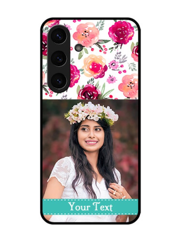 Custom Galaxy S25 5G Custom Glass Phone CaseWater Colors Floral Design