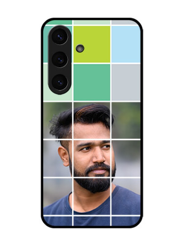 Custom Galaxy S25 5G Custom Glass Phone CaseWith White Box Pattern