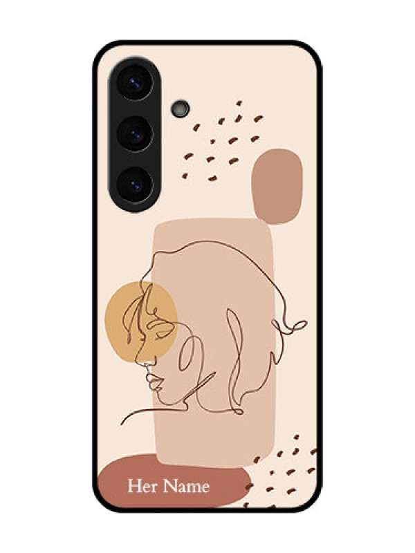 Custom Galaxy S25 5G Custom Glass Phone CaseCalm Woman Line Art Design