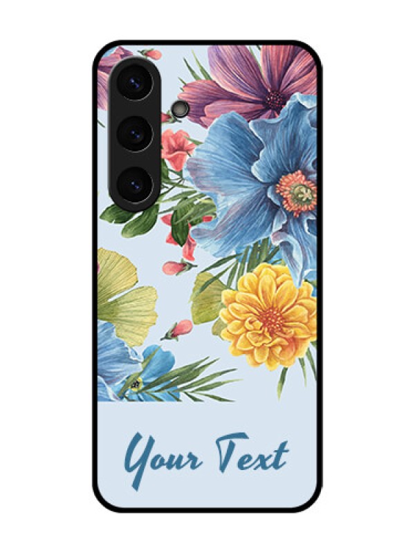 Custom Galaxy S25 5G Custom Glass Phone CaseStunning Watercolored Flowers Painting Design