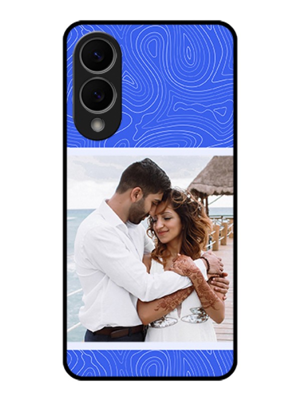 Custom Samsung Galaxy S25 Edge 5G Custom Glass Phone Case - Curved Line Art With Blue And White Design