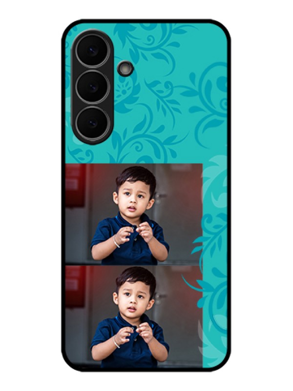 Custom Samsung Galaxy S25 FE 5G Custom Glass Phone Case - With Photo And Green Floral Design