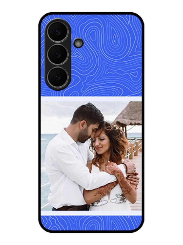Custom Samsung Galaxy S25 FE 5G Custom Glass Phone Case - Curved Line Art With Blue And White Design