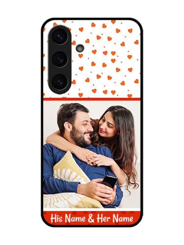 Custom Galaxy S25 Plus 5G Custom Glass Phone CaseOrange Love Symbol Design
