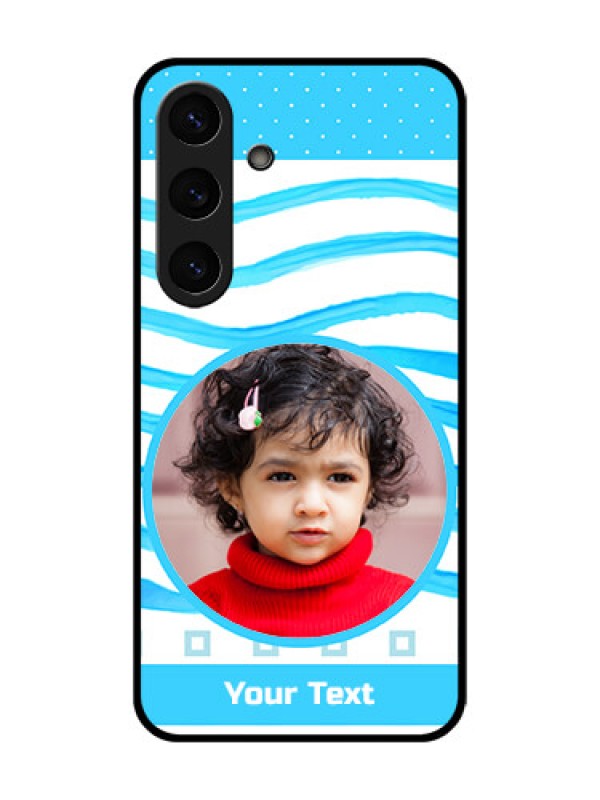 Custom Galaxy S25 Plus 5G Custom Glass Phone CaseSimple Blue Case Design