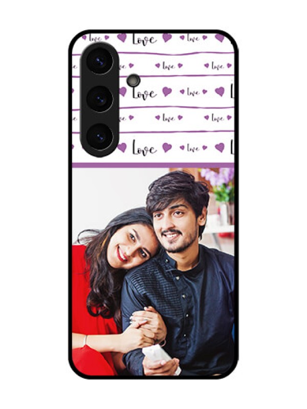 Custom Galaxy S25 Plus 5G Custom Glass Phone CaseCouples Heart Design