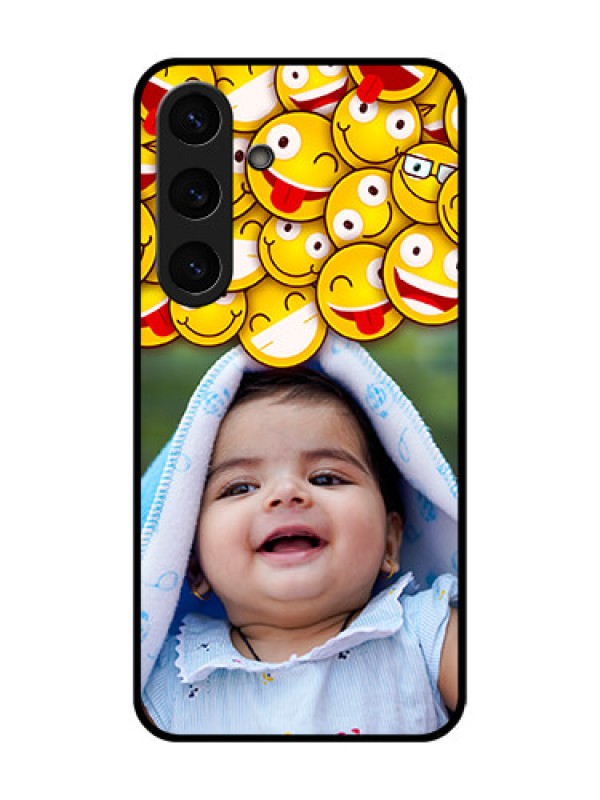 Custom Galaxy S25 Plus 5G Custom Glass Phone CaseWith Smiley Emoji Design