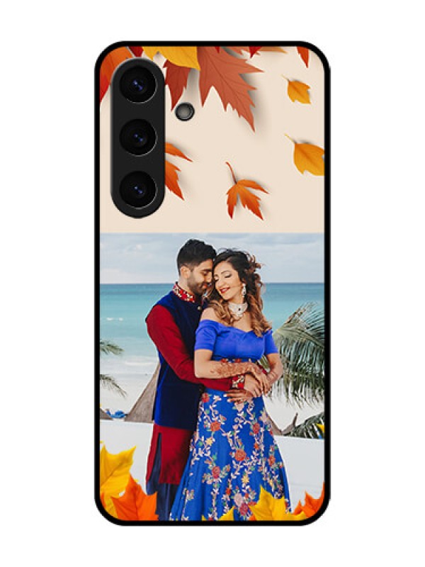 Custom Galaxy S25 Plus 5G Custom Glass Phone CaseAutumn Maple Leaves Design