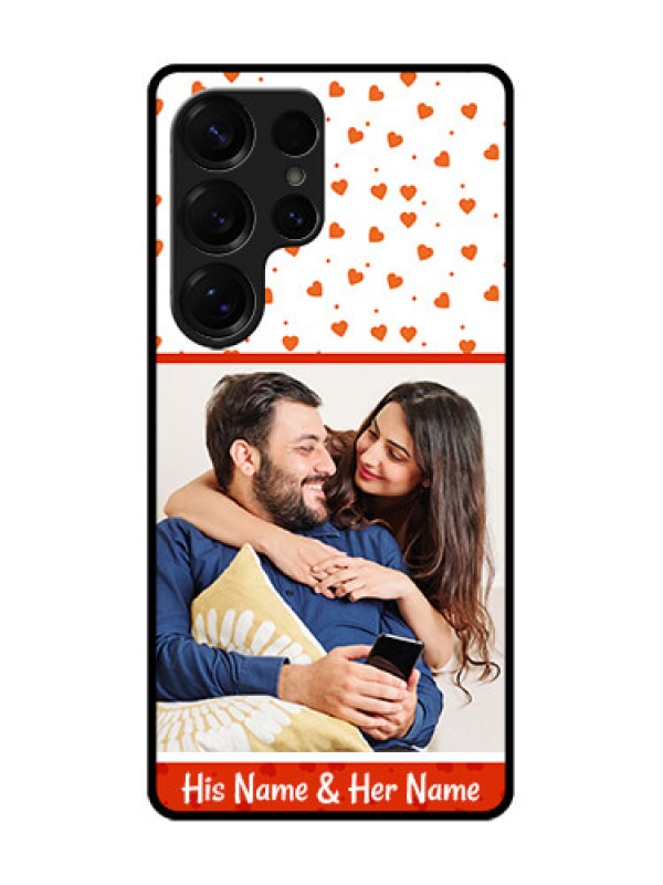 Custom Galaxy S25 Ultra 5G Custom Glass Phone CaseOrange Love Symbol Design