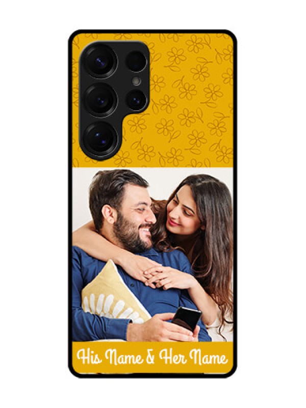 Custom Galaxy S25 Ultra 5G Custom Glass Phone CaseYellow Floral Design