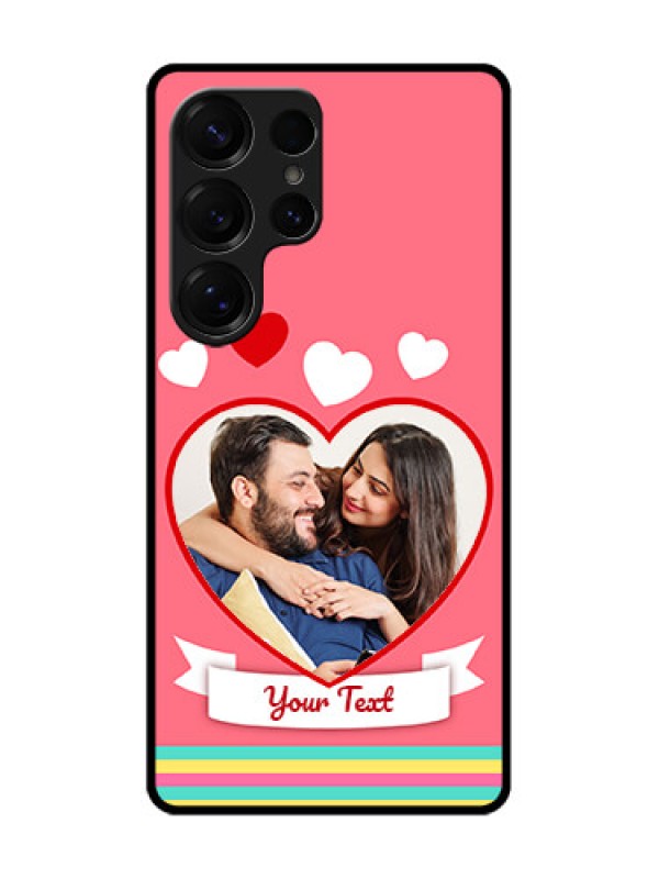 Custom Galaxy S25 Ultra 5G Custom Glass Phone CaseLove Shapes Doodle Design