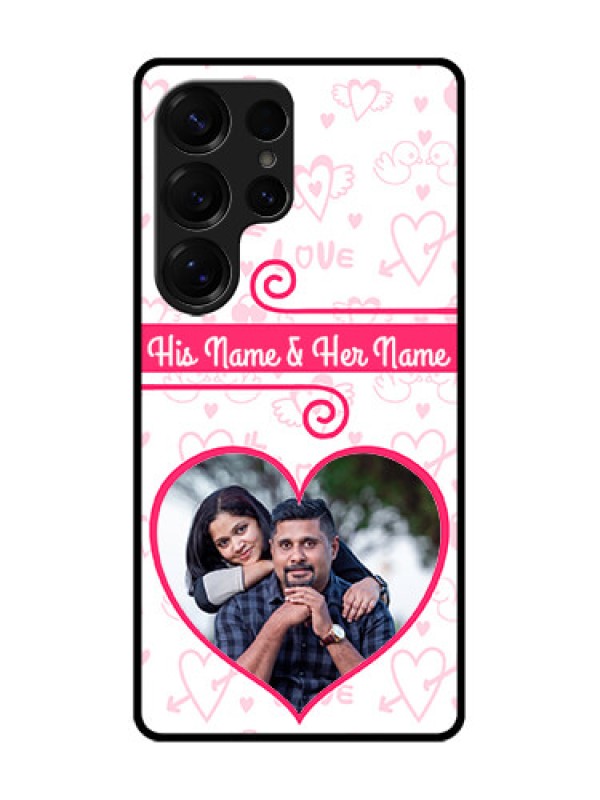 Custom Galaxy S25 Ultra 5G Custom Glass Phone CaseHeart Shape Love Design
