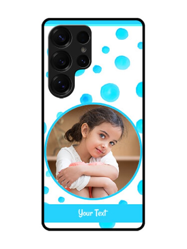Custom Galaxy S25 Ultra 5G Custom Glass Phone CaseBlue Bubbles Pattern Design
