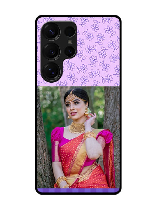 Custom Galaxy S25 Ultra 5G Custom Glass Phone CasePurple Floral Design
