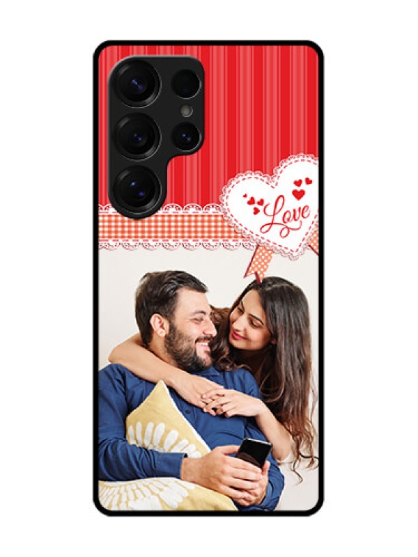 Custom Galaxy S25 Ultra 5G Custom Glass Phone CaseRed Love Pattern Design
