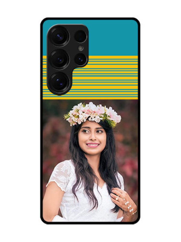 Custom Galaxy S25 Ultra 5G Custom Glass Phone CaseYellow and Blue Design