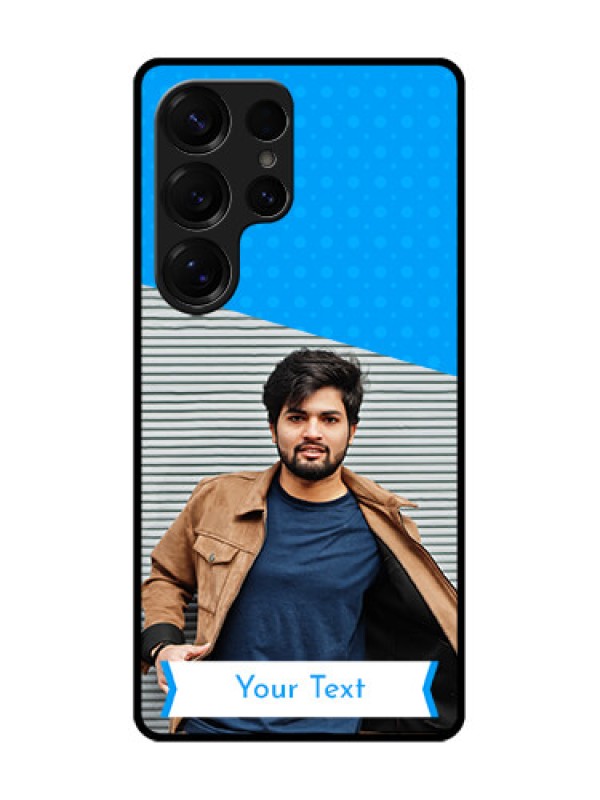 Custom Galaxy S25 Ultra 5G Custom Glass Phone CaseSimple Blue Color Design