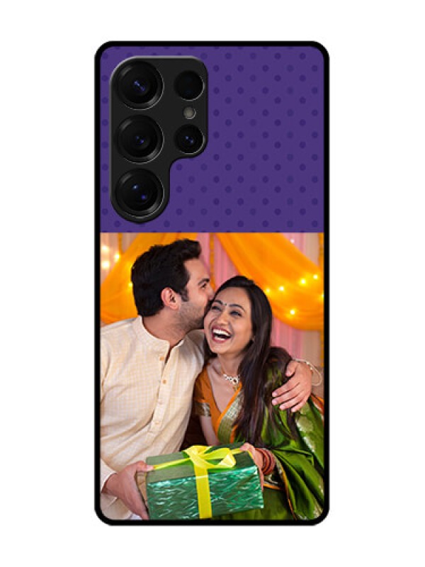 Custom Galaxy S25 Ultra 5G Custom Glass Phone CaseViolet Colored Pattern Design