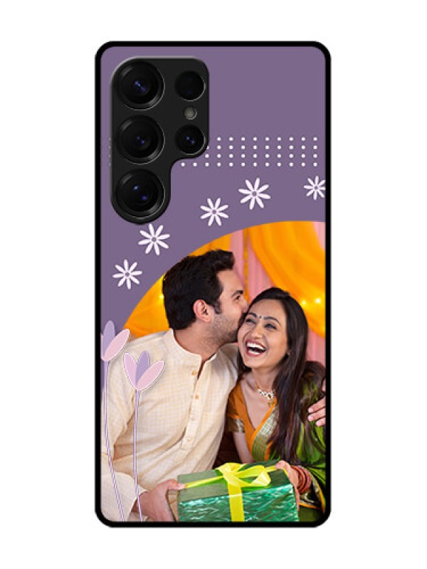 Custom Galaxy S25 Ultra 5G Custom Glass Phone CaseLavender Flowers Design