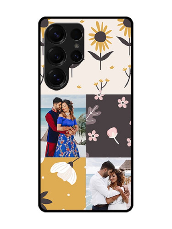 Custom Galaxy S25 Ultra 5G Custom Glass Phone Case3 Images With Floral Design