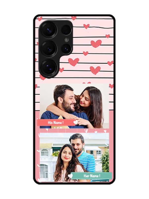 Custom Galaxy S25 Ultra 5G Custom Glass Phone CasePhoto With Heart Design