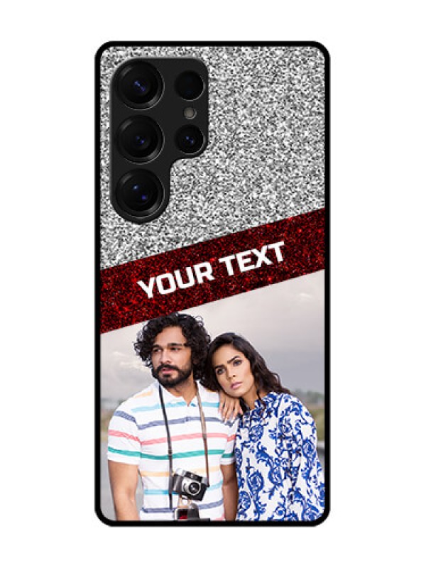 Custom Galaxy S25 Ultra 5G Custom Glass Phone CaseImage Holder With Glitter Strip Design