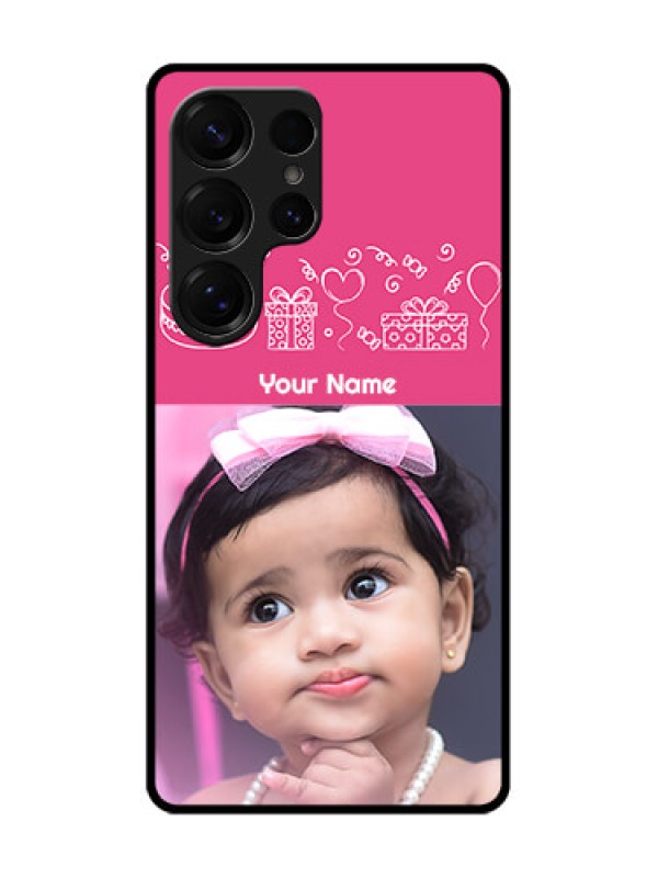 Custom Galaxy S25 Ultra 5G Custom Glass Phone CaseWith Birthday Line Art Design