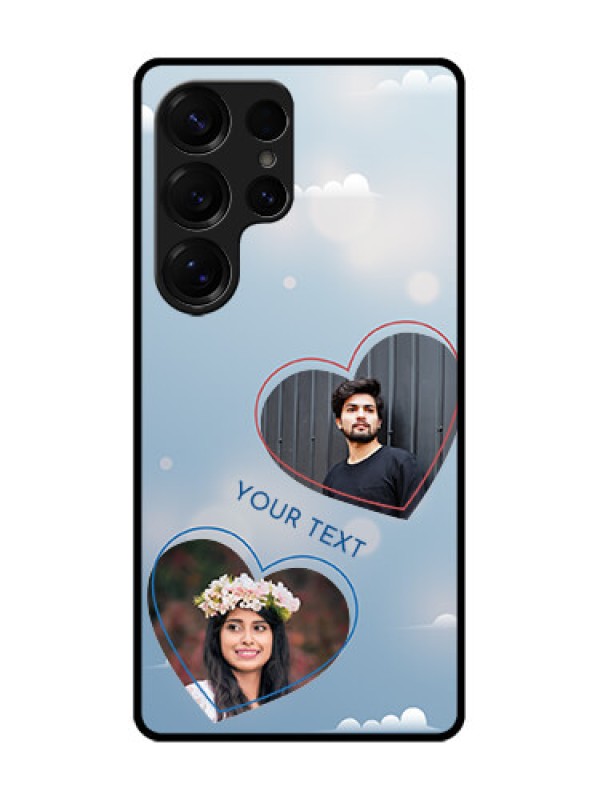 Custom Galaxy S25 Ultra 5G Custom Glass Phone CaseBlue Color Couple Design
