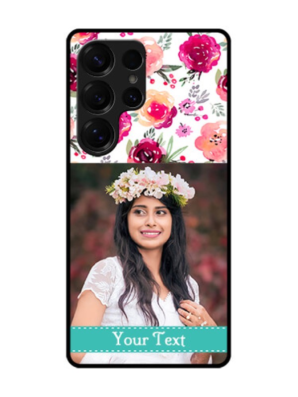 Custom Galaxy S25 Ultra 5G Custom Glass Phone CaseWater Colors Floral Design