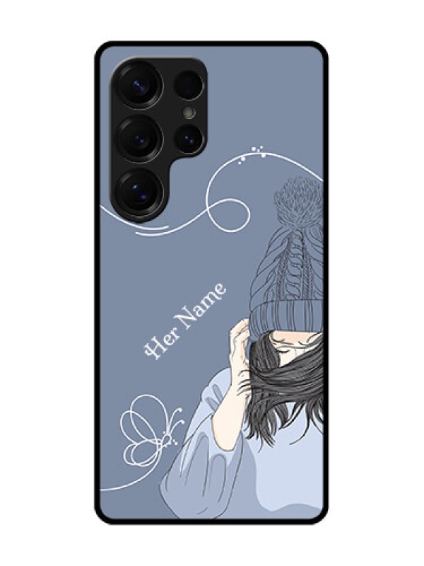 Custom Galaxy S25 Ultra 5G Custom Glass Phone CaseGirl In Winter Outfit Design