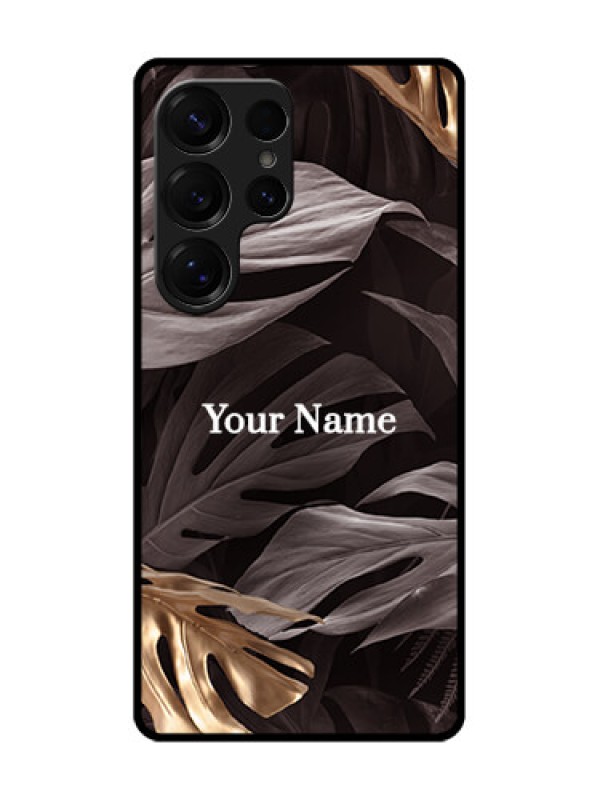 Custom Galaxy S25 Ultra 5G Custom Glass Phone CaseWild Leaves Digital Paint Design