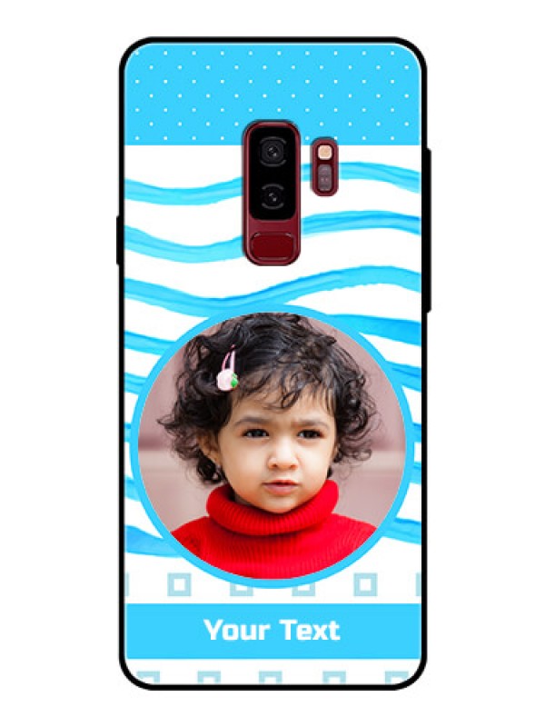 Custom Samsung Galaxy S9 Plus Custom Glass Phone Case  - Simple Blue Case Design