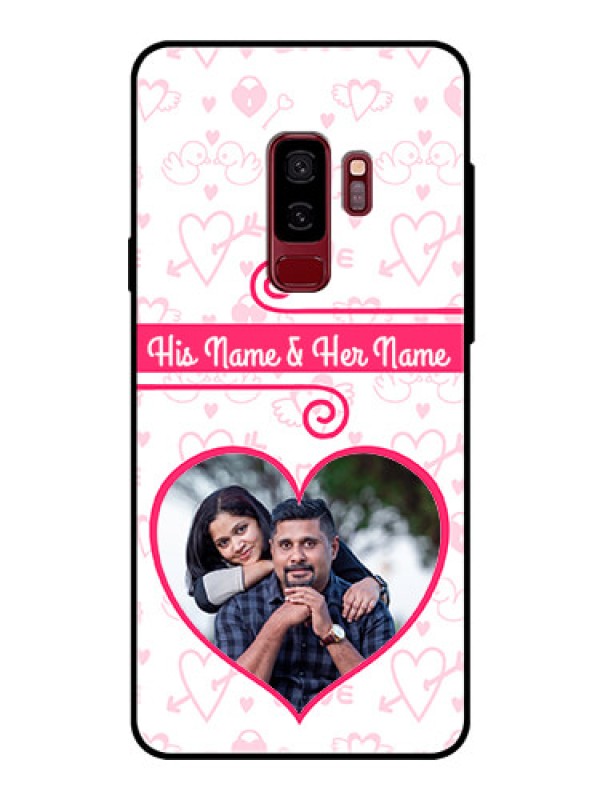 Custom Samsung Galaxy S9 Plus Personalized Glass Phone Case  - Heart Shape Love Design