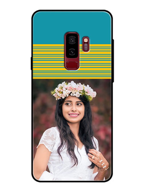 Custom Samsung Galaxy S9 Plus Custom Glass Phone Case  - Yellow & Blue Design 