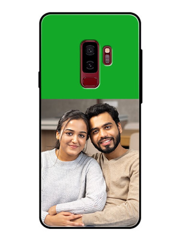 Custom Samsung Galaxy S9 Plus Personalized Glass Phone Case  - Green Pattern Design