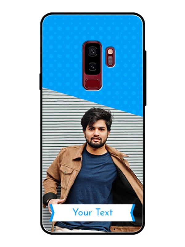 Custom Samsung Galaxy S9 Plus Photo Printing on Glass Case  - Simple Blue Color Design