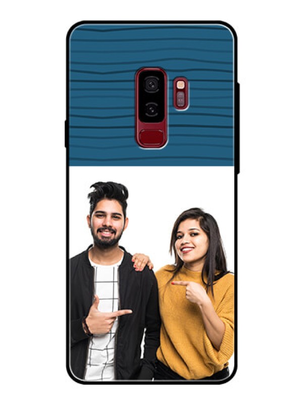 Custom Samsung Galaxy S9 Plus Custom Glass Phone Case  - Blue Pattern Cover Design