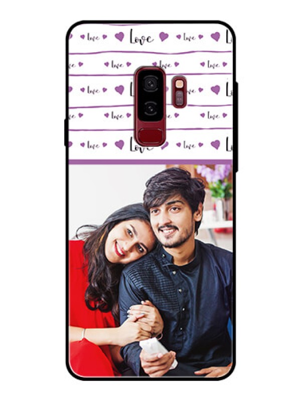 Custom Samsung Galaxy S9 Plus Custom Glass Mobile Case  - Couples Heart Design