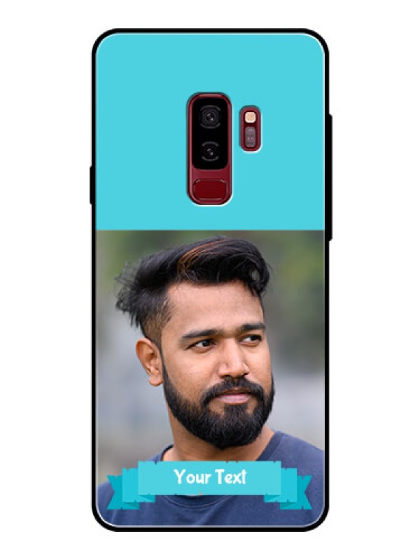 Custom Samsung Galaxy S9 Plus Personalized Glass Phone Case  - Simple Blue Color Design