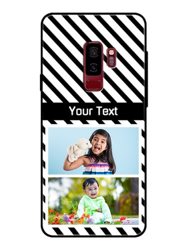 Custom Samsung Galaxy S9 Plus Photo Printing on Glass Case  - Black And White Stripes Design