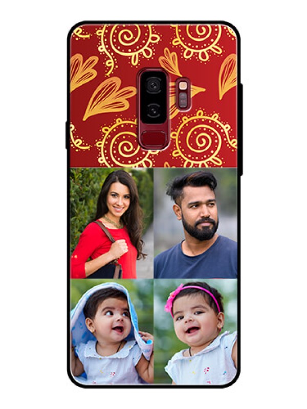 Custom Samsung Galaxy S9 Plus Photo Printing on Glass Case  - 4 Image Traditional Design