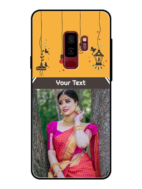 Custom Samsung Galaxy S9 Plus Custom Glass Mobile Case  - with Family Picture and Icons 
