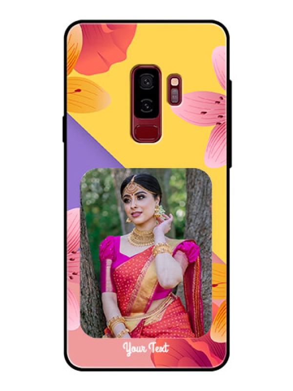 Custom Samsung Galaxy S9 Plus Custom Glass Mobile Case  - 3 Image With Vintage Floral Design