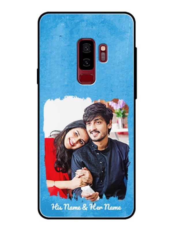 Custom Galaxy S9 Plus Custom Glass Phone Case - Blue Color Vintage Design