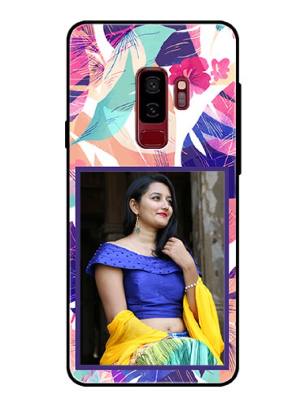 Custom Samsung Galaxy S9 Plus Custom Glass Mobile Case  - Abstract Floral Design