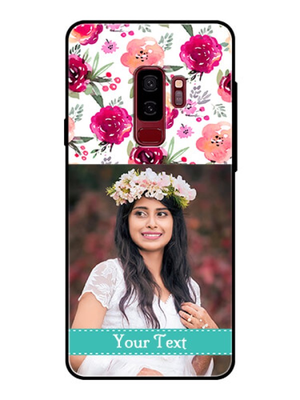 Custom Samsung Galaxy S9 Plus Custom Glass Phone Case  - Watercolor Floral Design