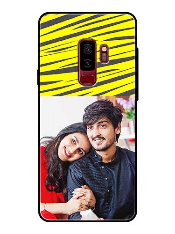 Custom Samsung Galaxy S9 Plus Photo Printing on Glass Case  - Yellow Abstract Design
